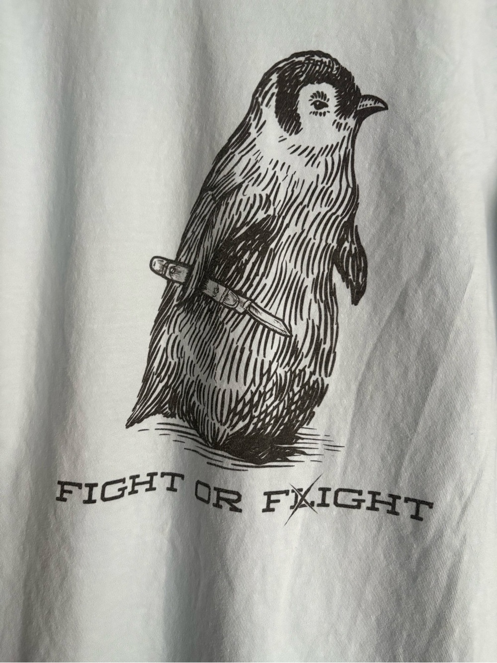 Light Blue Penguin Graphic Tee - 'Fight or Flight' - Picture 3 of 5